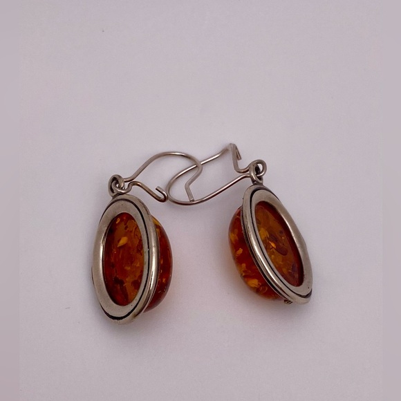 Sterling silver amber earrings - Picture 4 of 5